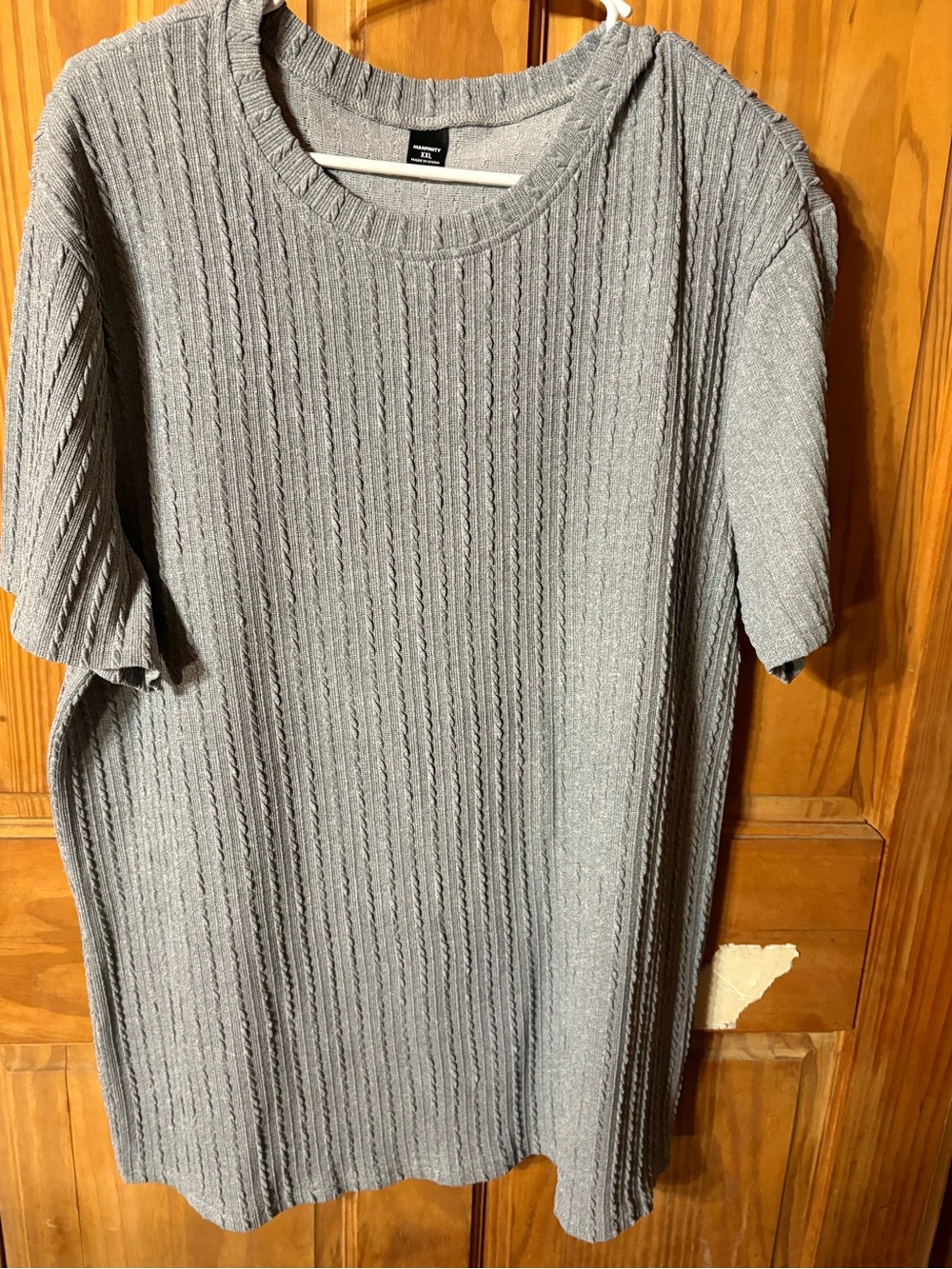 Men's Short Sleeve Ribbed Tee - Light Gray